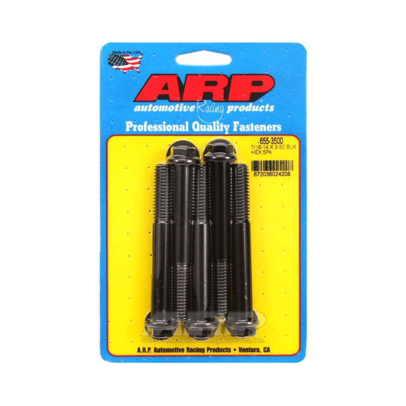 Set de șuruburi și piulițe universale ARP 7/16-14 – Șuruburi hexagonale cu finisaj negru oxidat, x5 - ARP-655-3500 - 655-3500 - 3666618195186